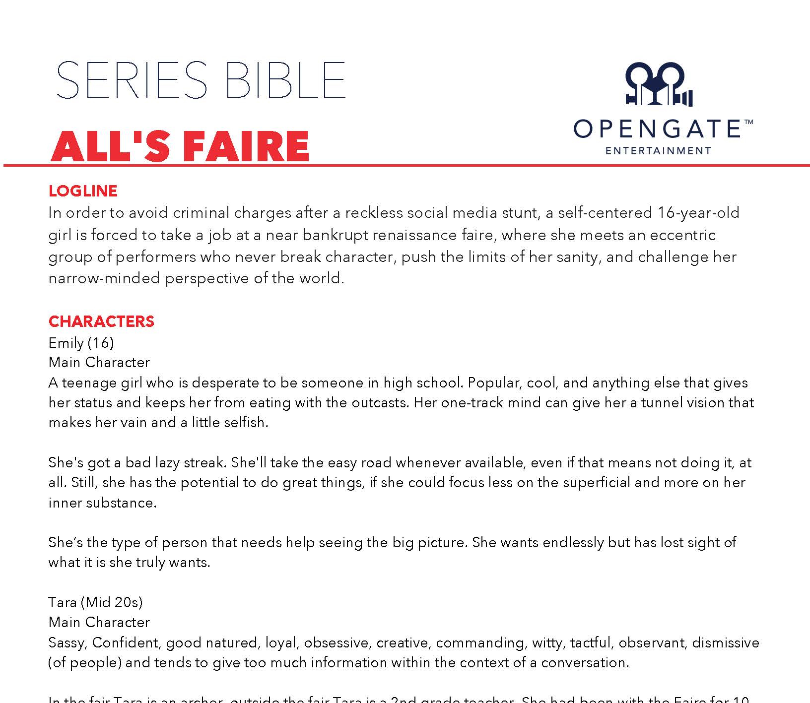 How To Write A Great Series Bible OpenGate Entertainment